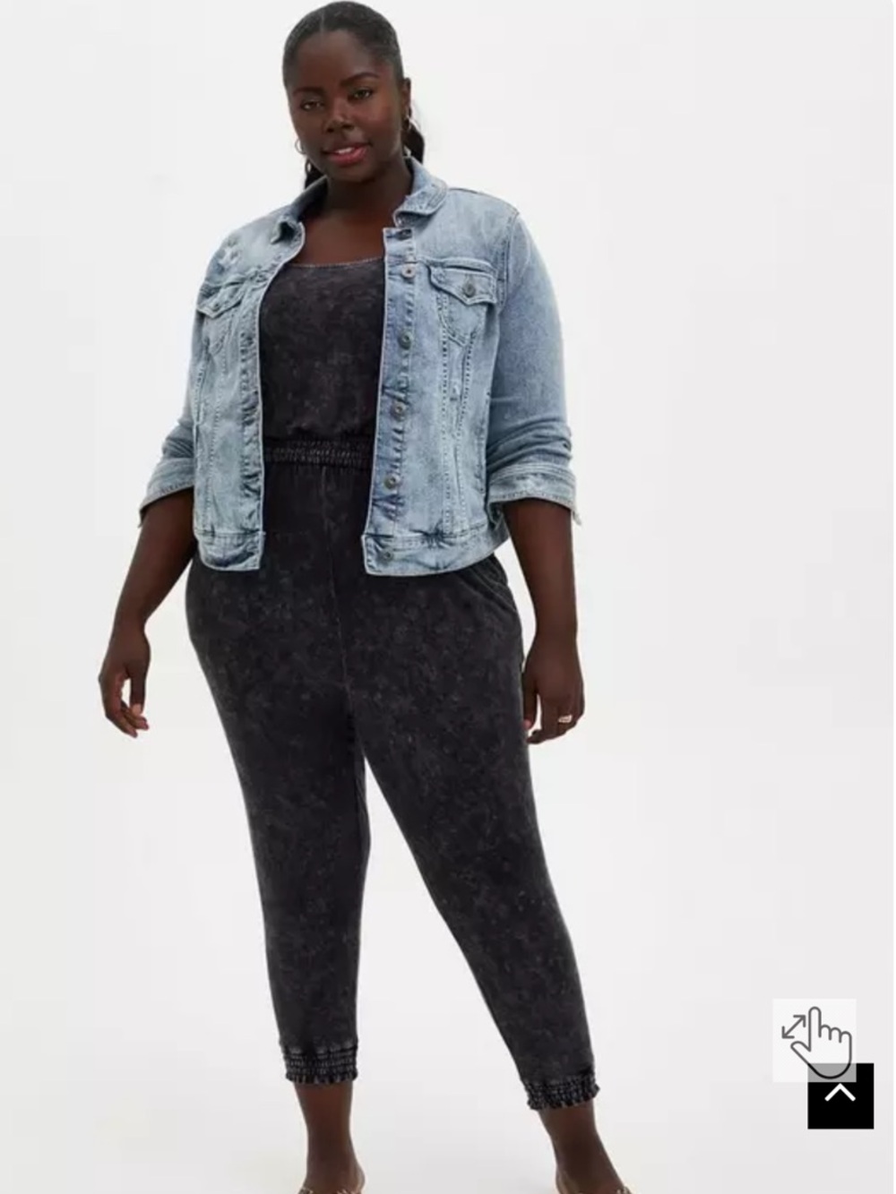 TORRID-Charcoal Tie-Shoulder Mineral-Wash Jumpsuit SIZE 14/16